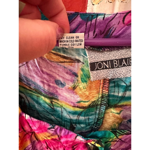 Women's Joni Blair Floral Print Dress Green/Pink Size 1X - Picture 5 of 5